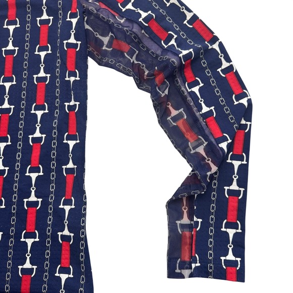 IBKUL Womens XS Navy Blue Red Equestrian 1/4 Zip Sun Shirt Golf UPF50+ - Picture 4 of 7